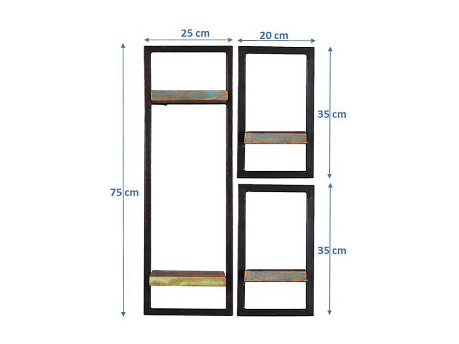 Regal Set zur Wandmontage Shabby Chic Stil (dreiteilig)