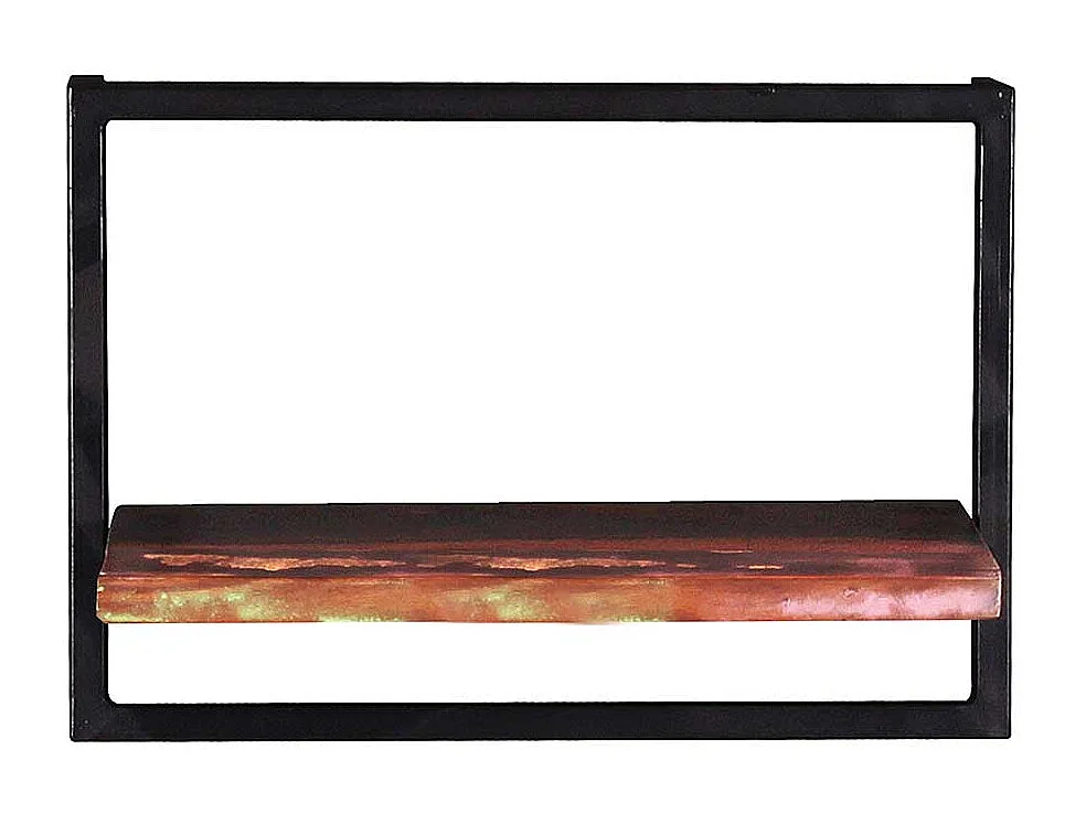 Wohnzimmerregal aus Recyclingholz und Metall Wandmontage