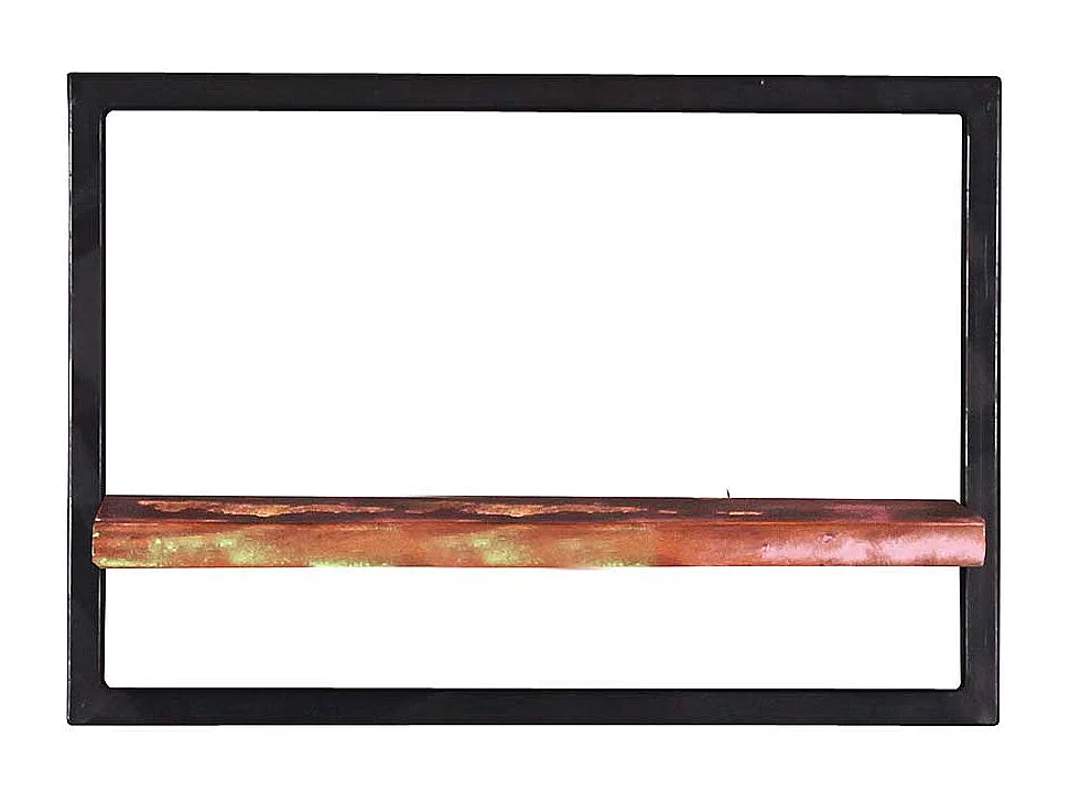 Wohnzimmerregal aus Recyclingholz und Metall Wandmontage