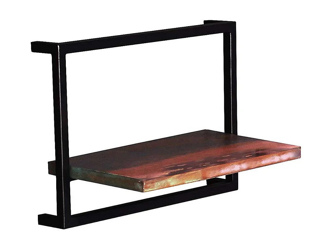 Wohnzimmerregal aus Recyclingholz und Metall Wandmontage