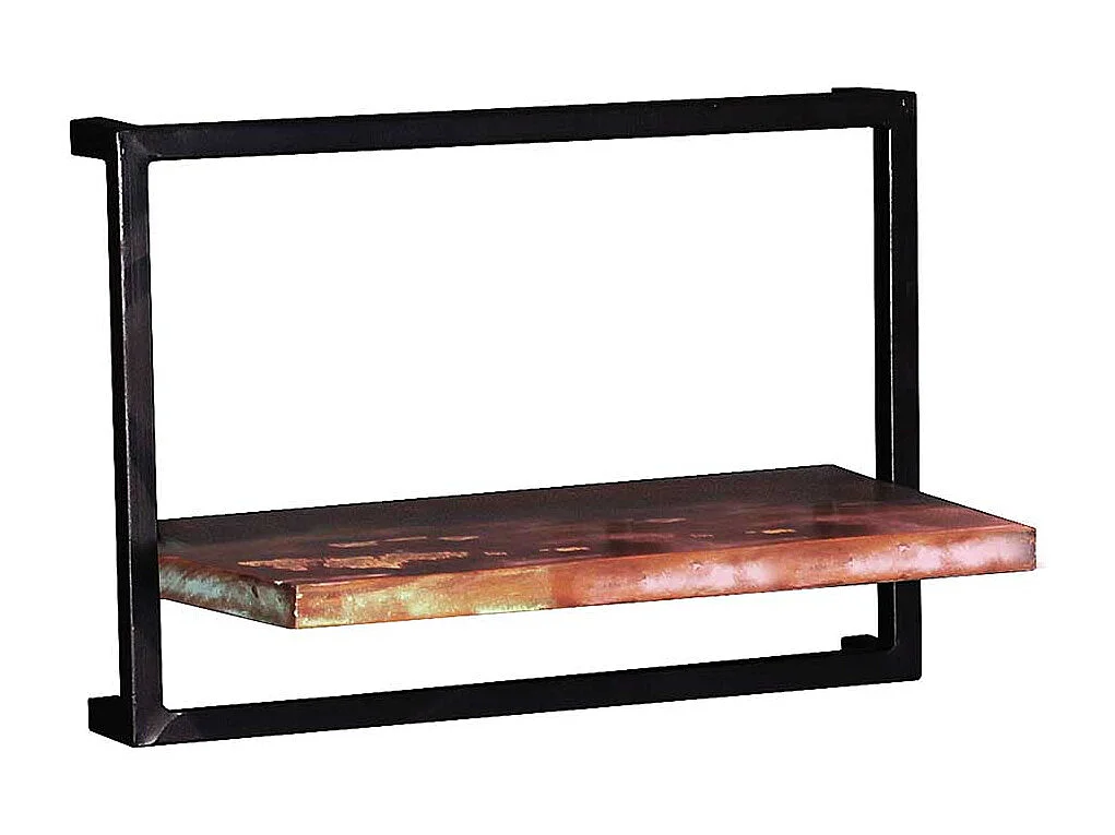 Wohnzimmerregal aus Recyclingholz und Metall Wandmontage