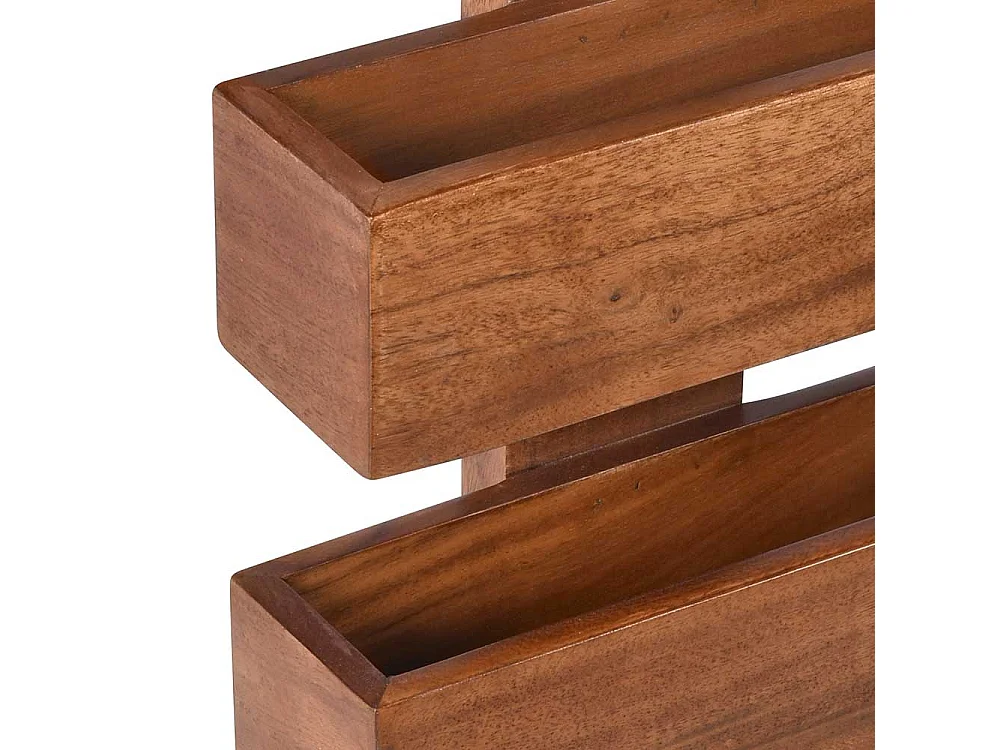 Wandboard aus Akazie Massivholz zwei Ablagen für Zeitschriften