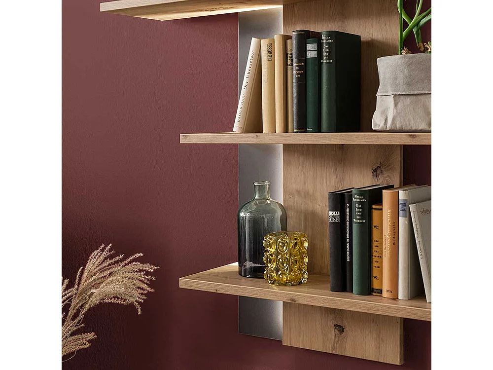 Wandhängeregal in Eiche Optik und Anthrazit 95 cm breit