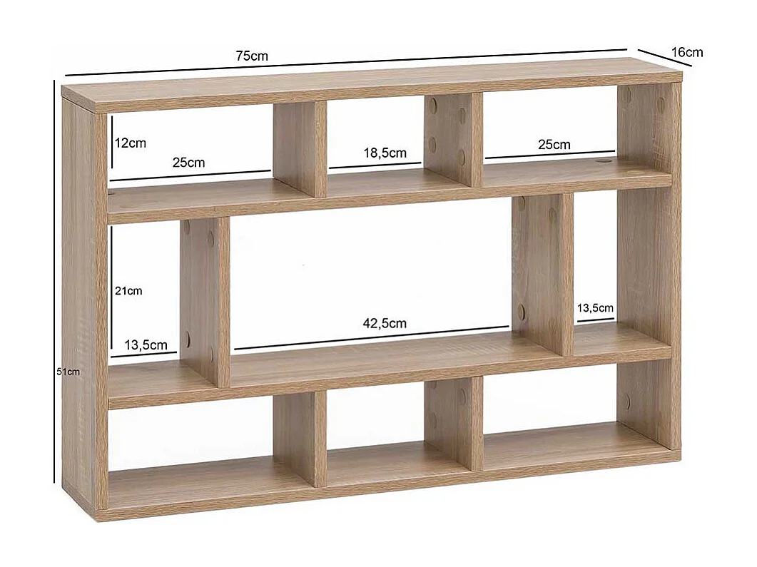 Hängeregal ohne Rückwand in Sonoma-Eiche melaminbeschichtet