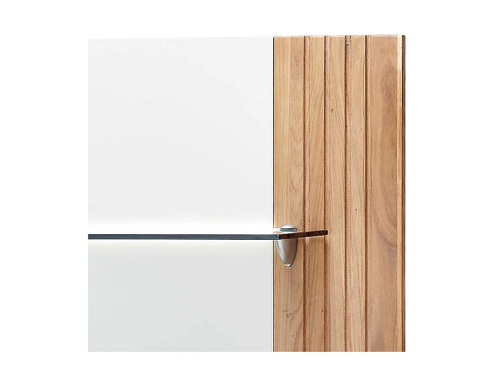 Hängeregal mit Glasböden in Eiche Bianco und Weiß 55 cm breit