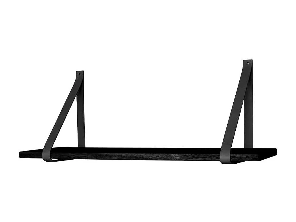 Schwarzes Wandboard aus Massivholz und Leder 120 cm breit