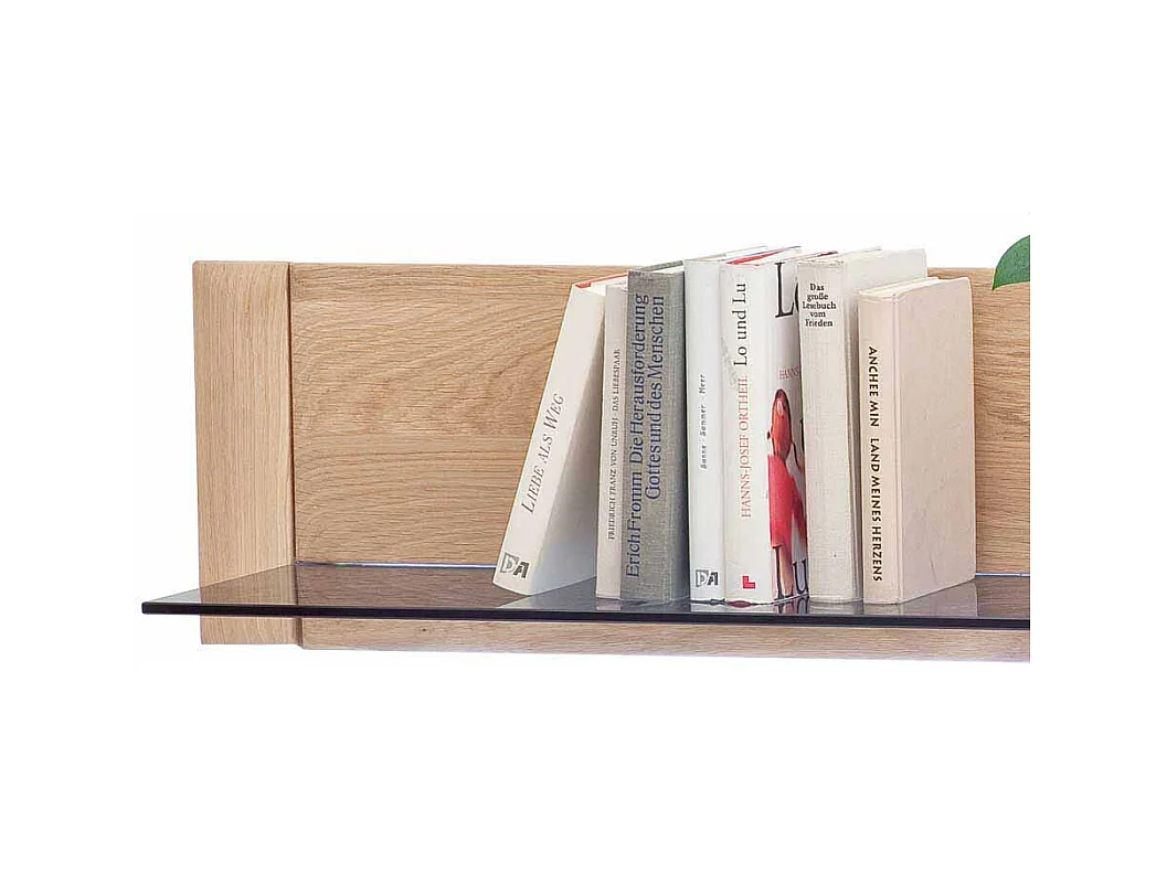 Wandregal mit Glasboden Eiche Bianco