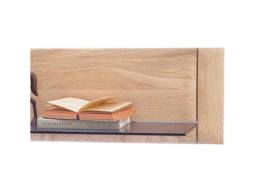 Wandregal mit Glasboden Eiche Bianco