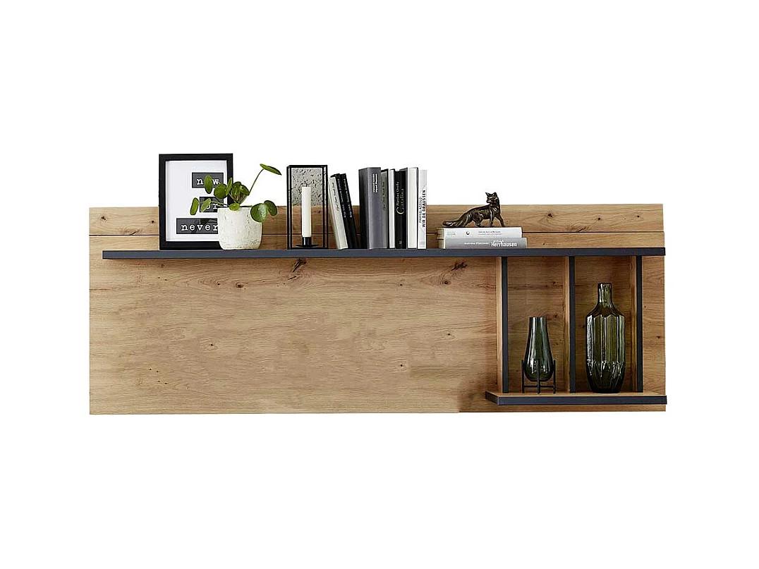 Wandregal in Wildeichefarben und Dunkelgrau 160 cm breit