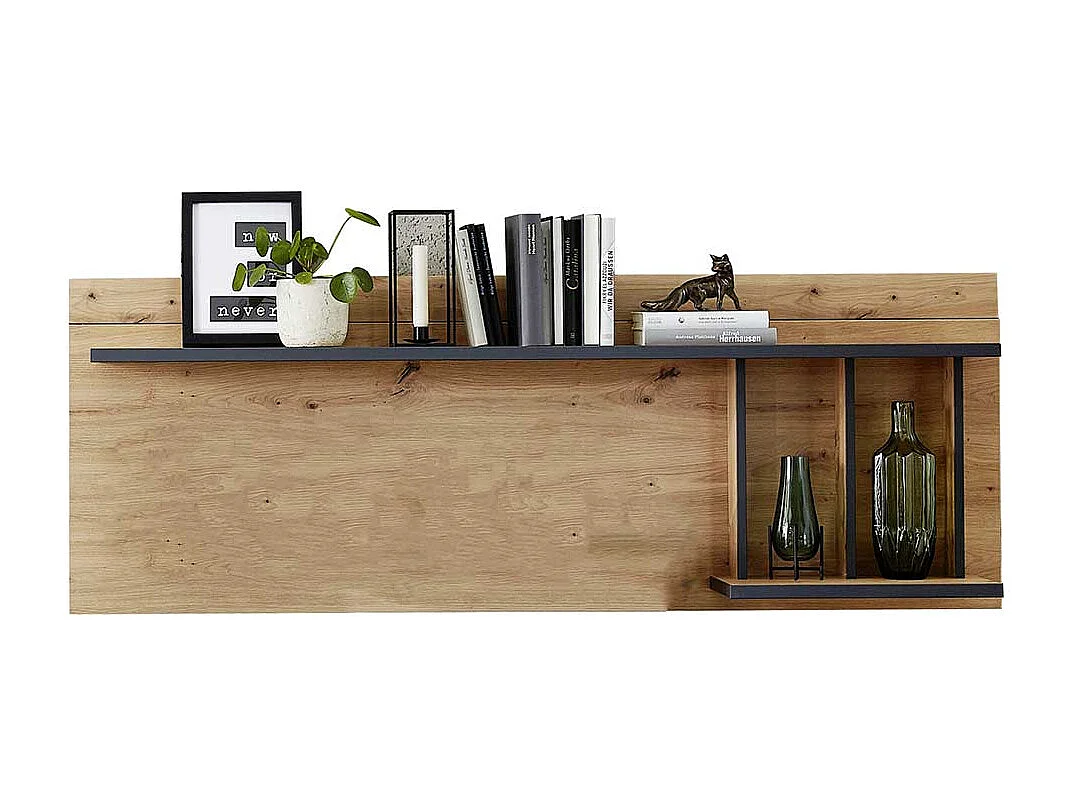 Wandregal in Wildeichefarben und Dunkelgrau 160 cm breit
