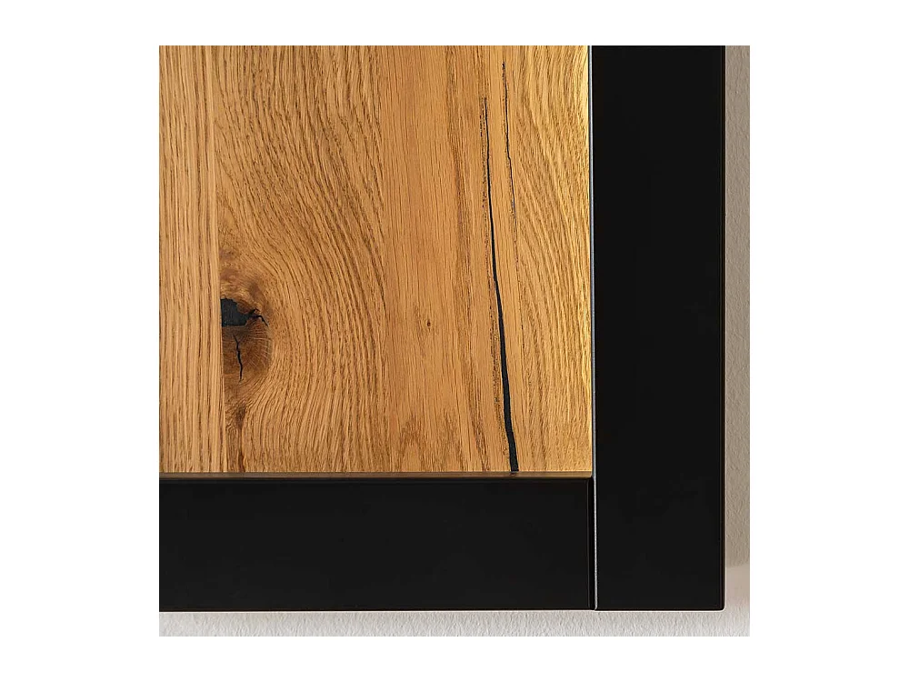 Wohnzimmerregal mit Glasböden in Wildeichefarben Schwarzgrau