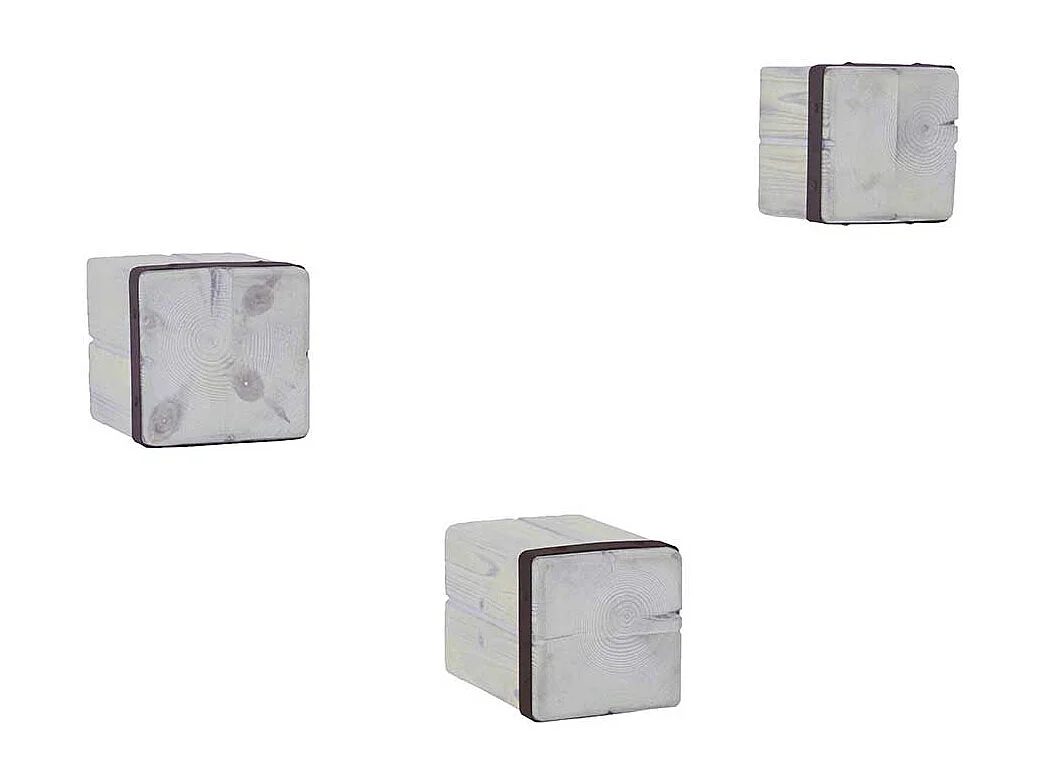 Deko Wandregal Set aus Tanne White Wash massiv Metall (dreiteilig)