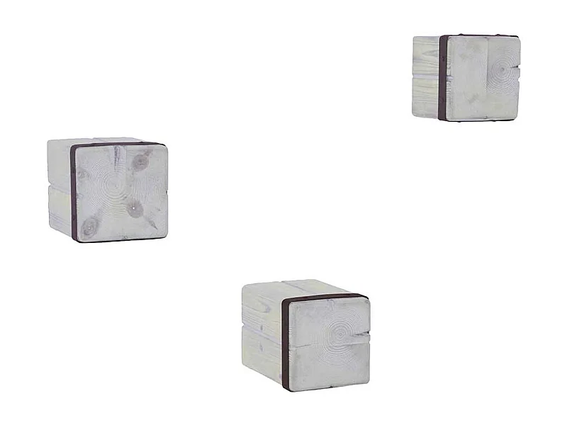 Deko Wandregal Set aus Tanne White Wash massiv Metall (dreiteilig)