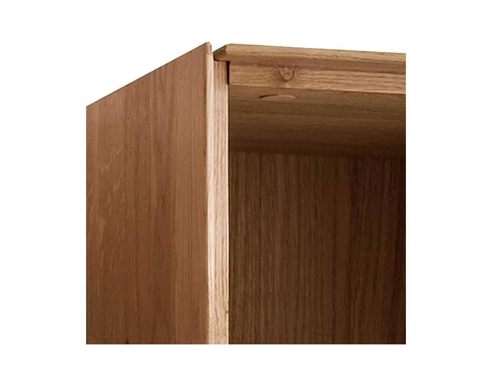 Wohnzimmer Wandhängeregal aus Wildeiche Massivholz mit Rückwand