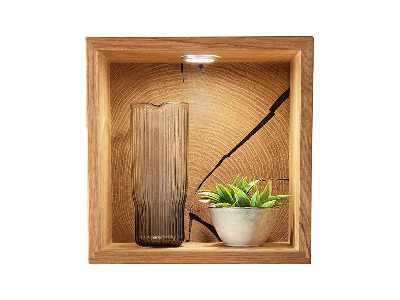 Massivholzregal hängend aus Wildeiche Massivholz 34 cm hoch