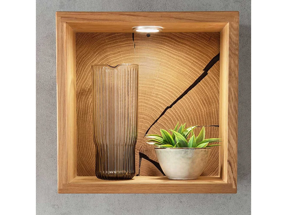 Massivholzregal hängend aus Wildeiche Massivholz 34 cm hoch