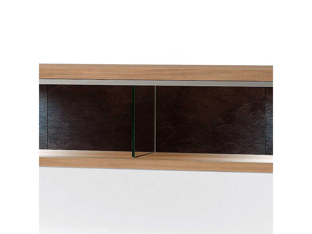 Wandhängeregal in Eiche Bianco furniert Silberfarben