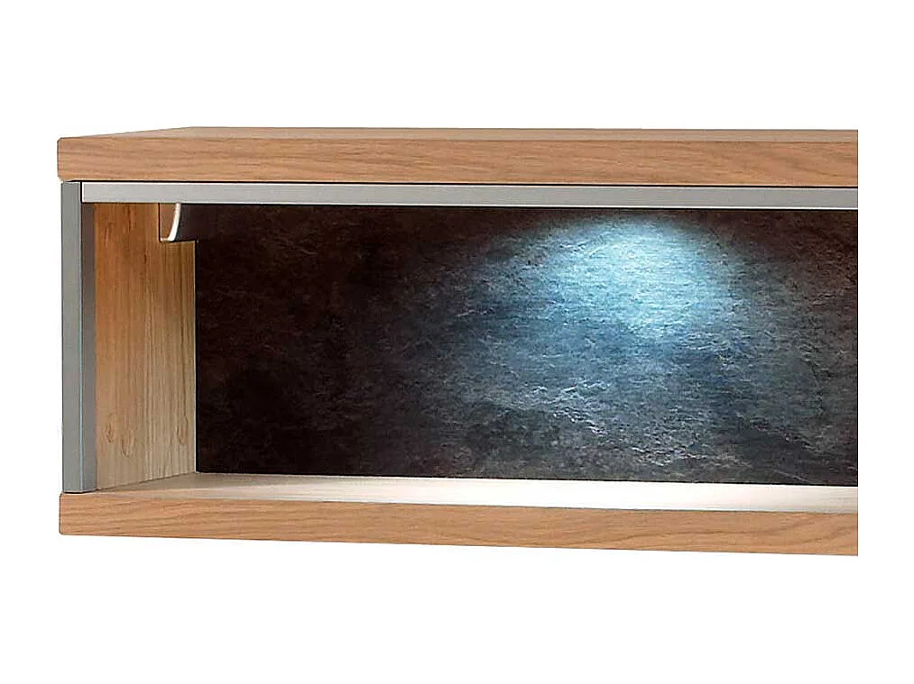 Wandhängeregal in Eiche Bianco furniert Silberfarben