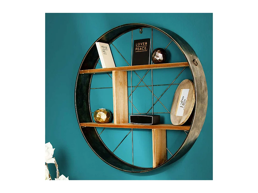 Factory Regal rund 79 cm breit Metall und Holzwerkstoff