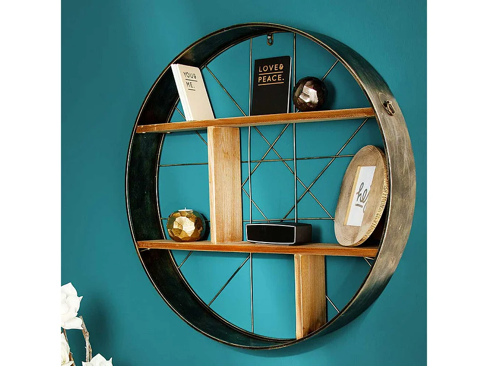 Factory Regal rund 79 cm breit Metall und Holzwerkstoff