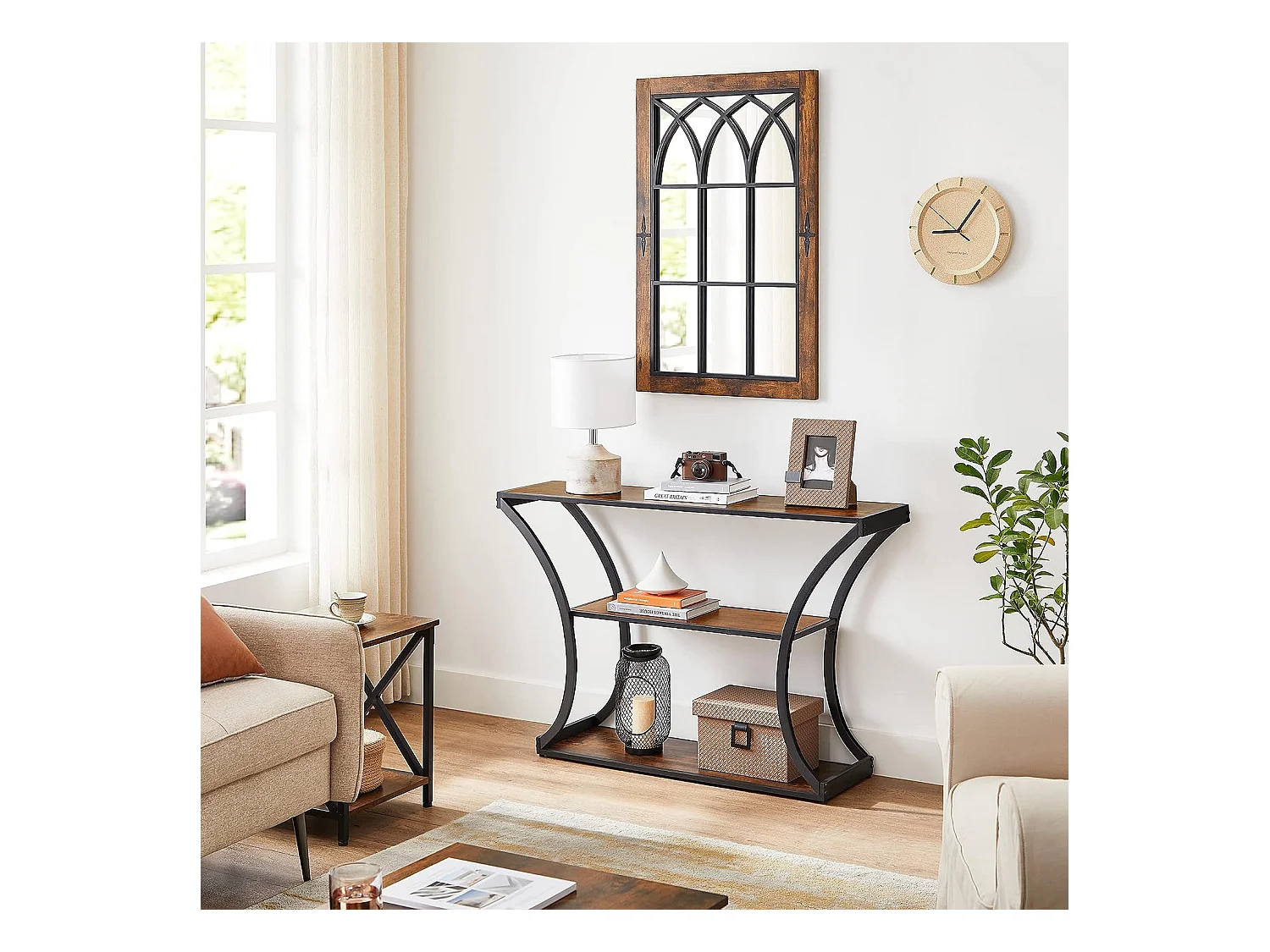 Valora Rustieke Bruine Consoletafel Loft Stijl met Planken