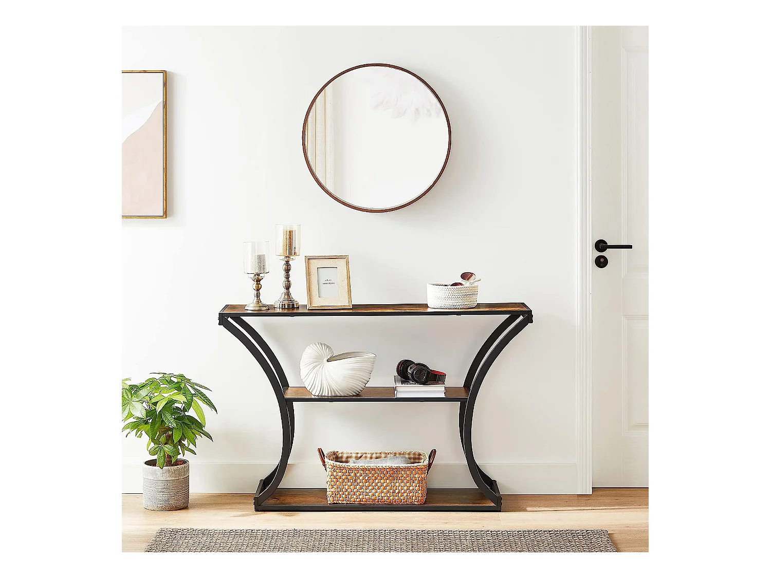 Valora Rustieke Bruine Consoletafel Loft Stijl met Planken