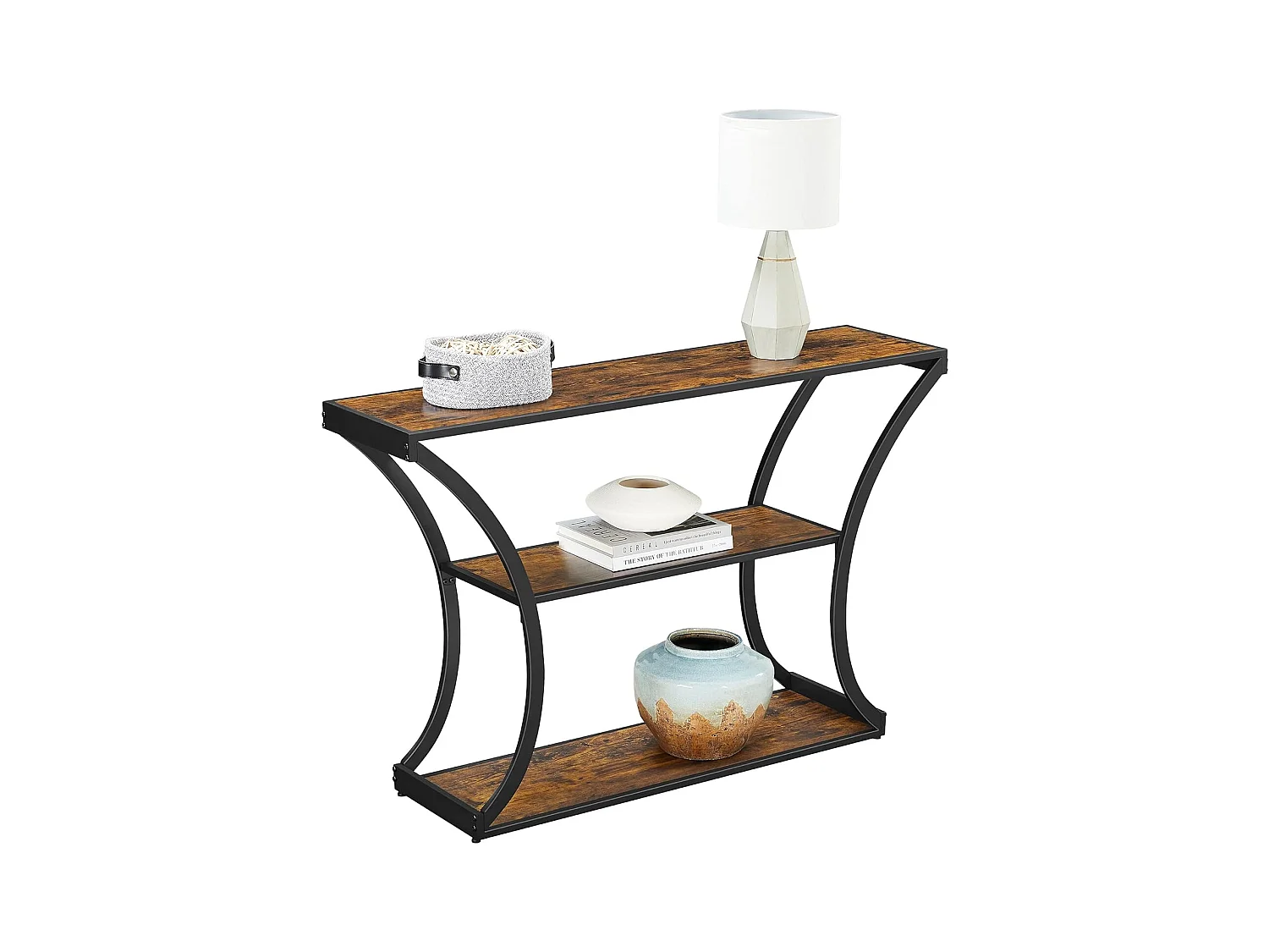 Valora Rustieke Bruine Consoletafel Loft Stijl met Planken