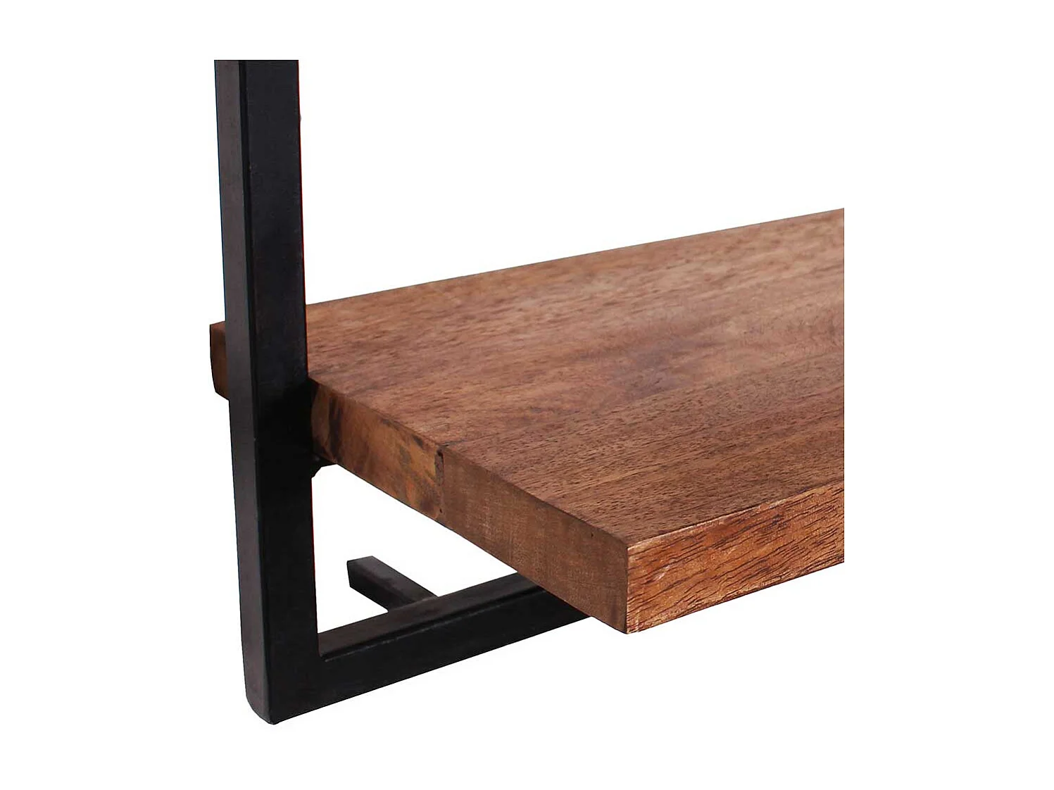 Wandregal aus Mangobaum Massivholz und Metall 50 cm breit