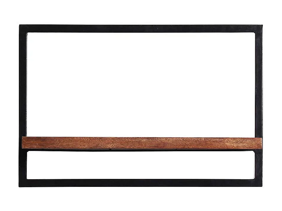 Wandregal aus Mangobaum Massivholz und Metall 50 cm breit