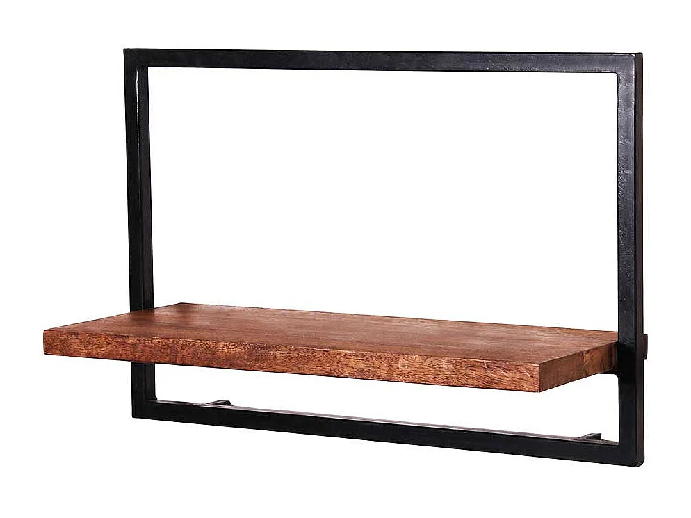 Wandregal aus Mangobaum Massivholz und Metall 50 cm breit
