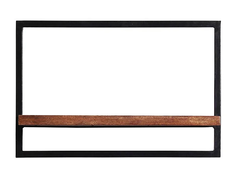 Wandregal aus Mangobaum Massivholz und Metall 50 cm breit