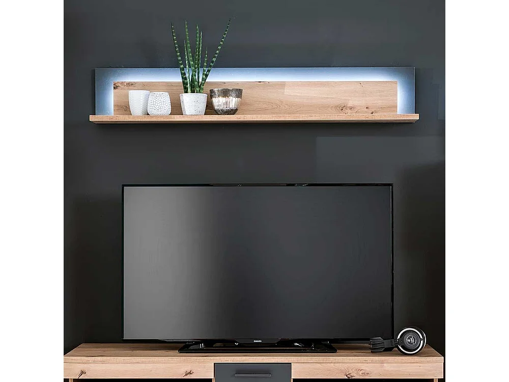 Wandregal in Eichefarben und Anthrazit modern