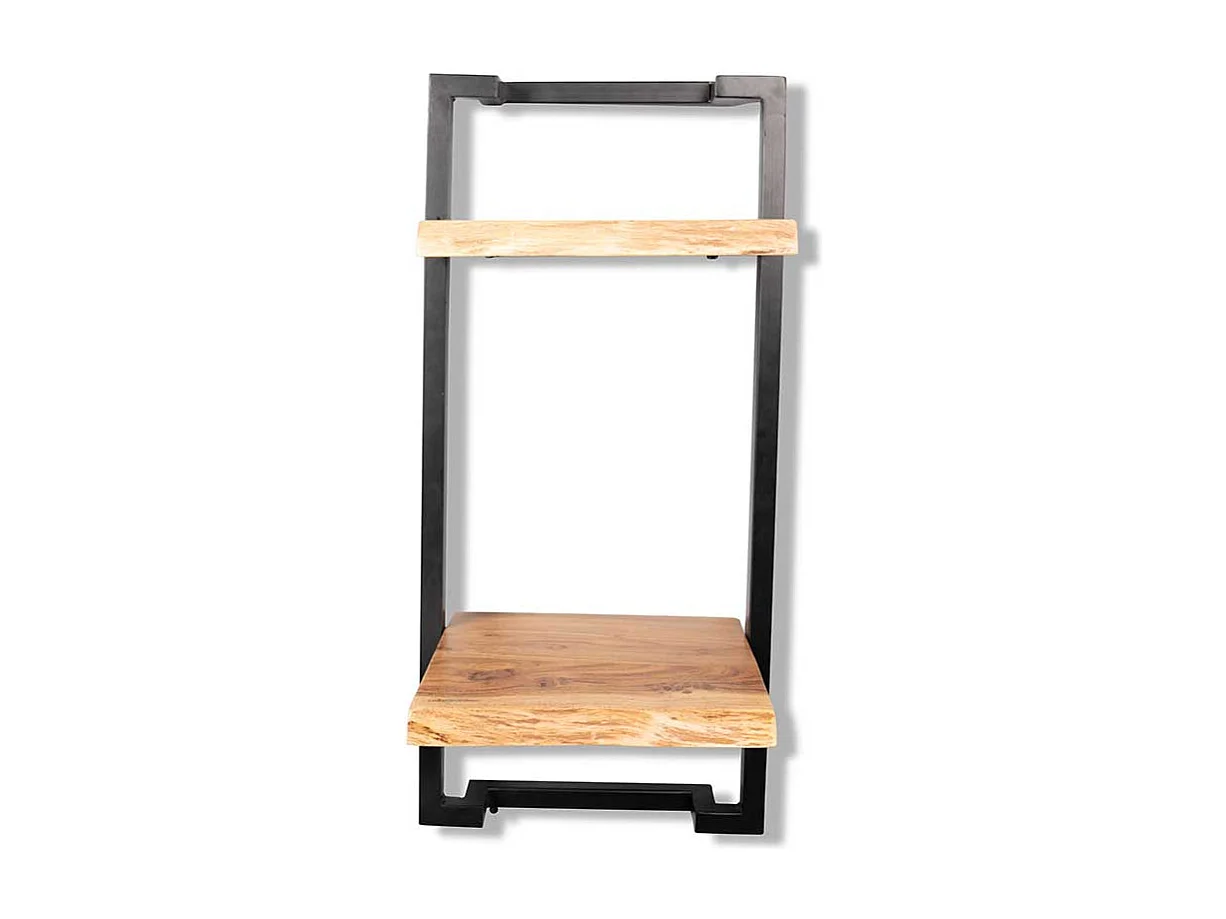 Echtholz Regal Wandhängeregal in Schwarz und Akaziefarben