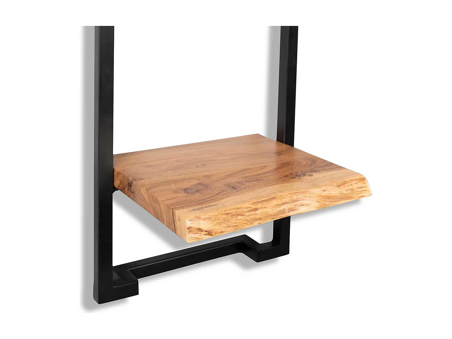 Echtholz Regal Wandhängeregal in Schwarz und Akaziefarben