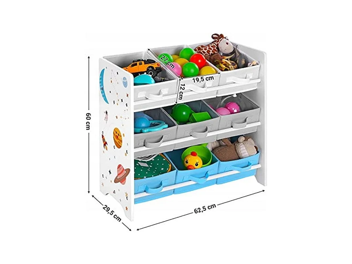 Valora Speelgoedplank met 9 Uitneembare Bakken Multicolor kinderkamers