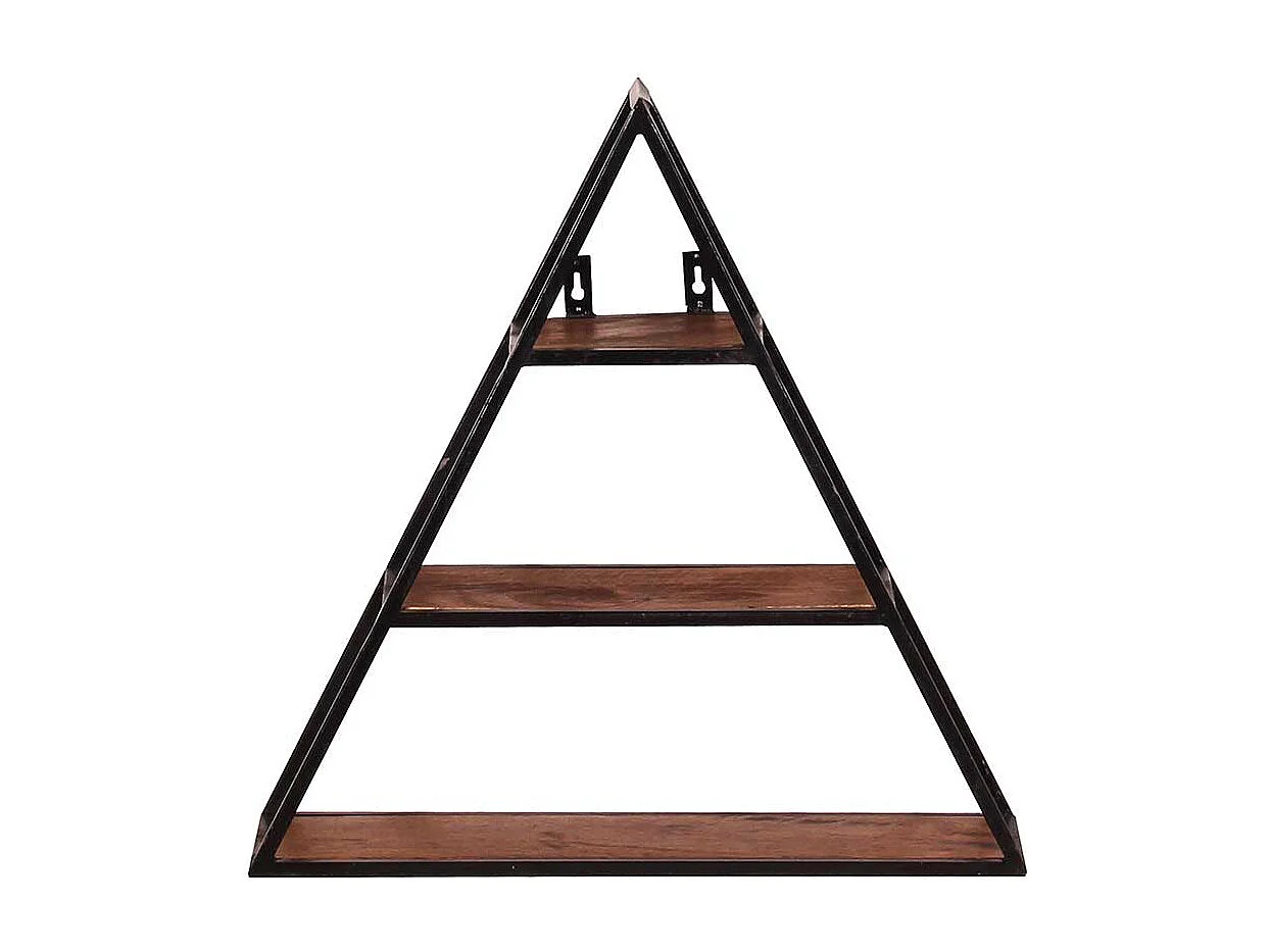Wandregal Dreieck aus Mangobaum Massivholz Metall