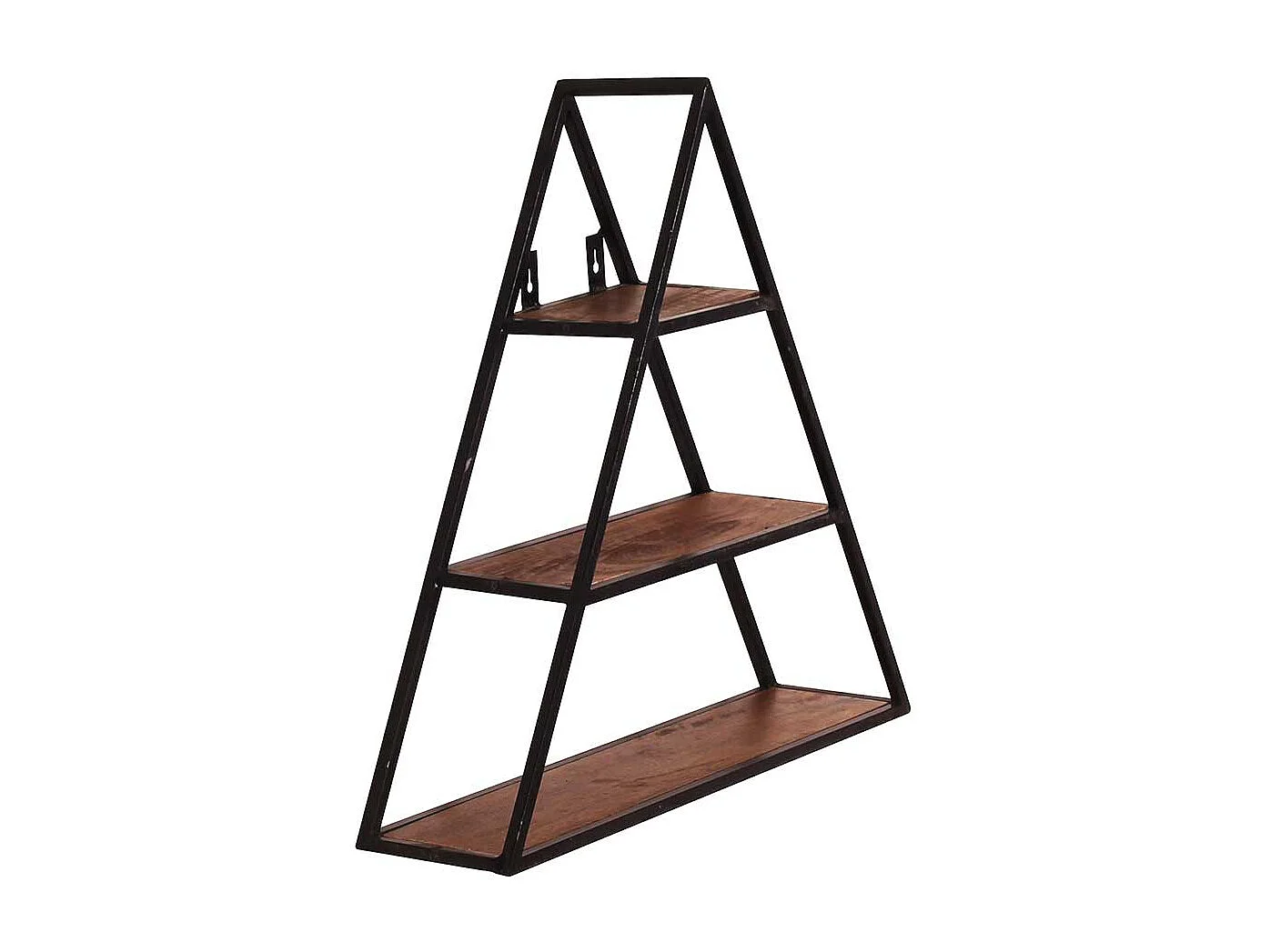 Wandregal Dreieck aus Mangobaum Massivholz Metall