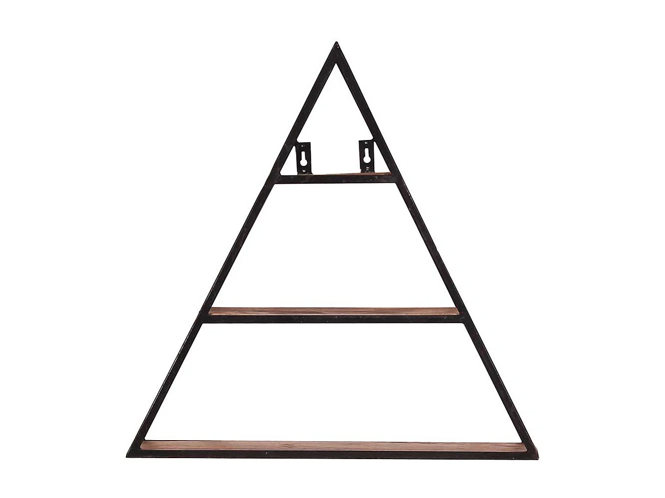 Wandregal Dreieck aus Mangobaum Massivholz Metall