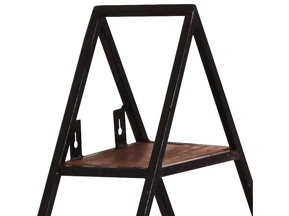 Wandregal Dreieck aus Mangobaum Massivholz Metall