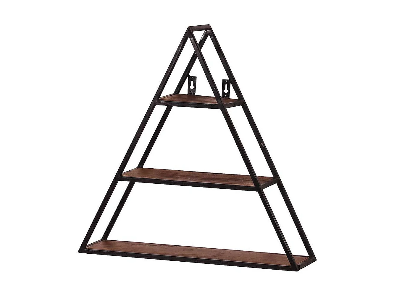 Wandregal Dreieck aus Mangobaum Massivholz Metall