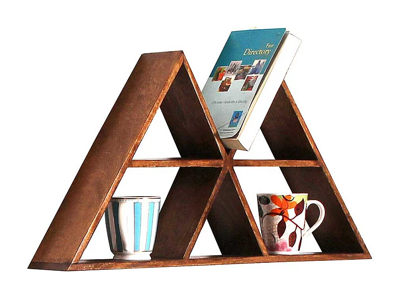 Wandregal aus Mangobaum Massivholz dreieckig