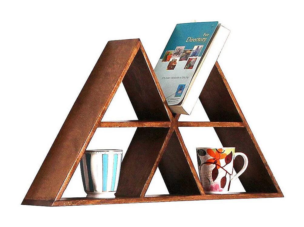 Wandregal aus Mangobaum Massivholz dreieckig