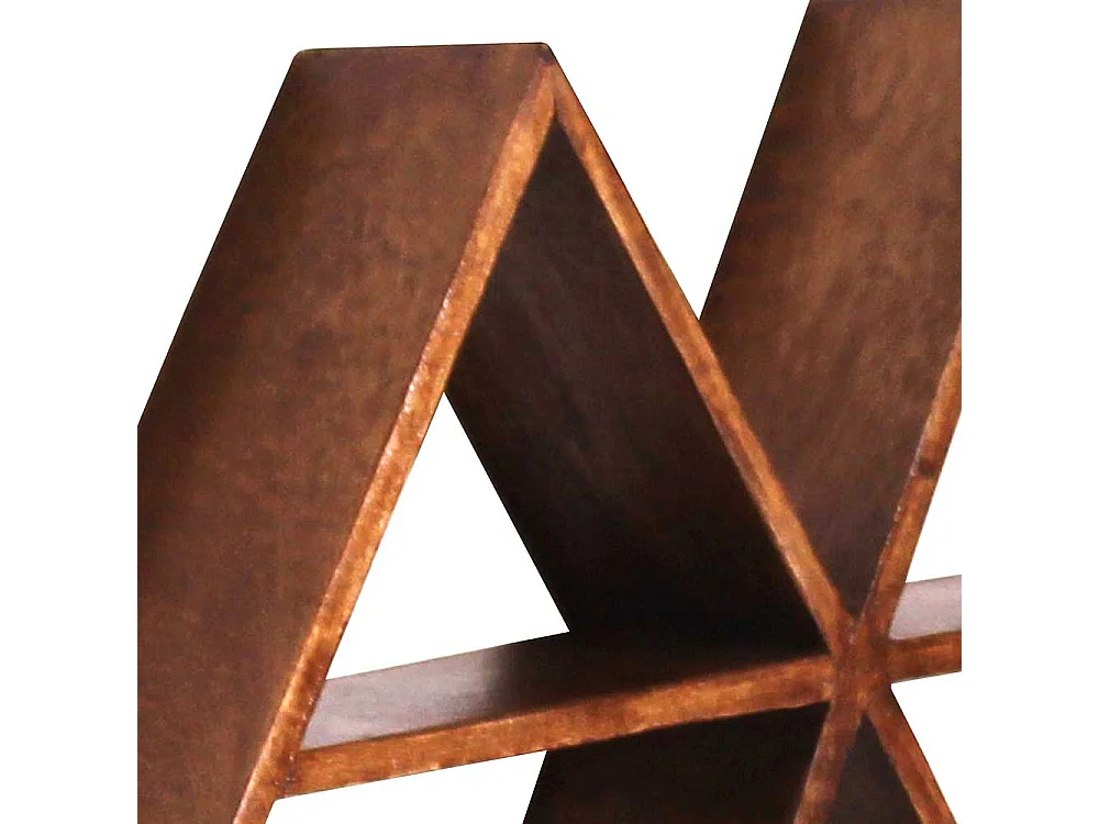 Wandregal aus Mangobaum Massivholz dreieckig