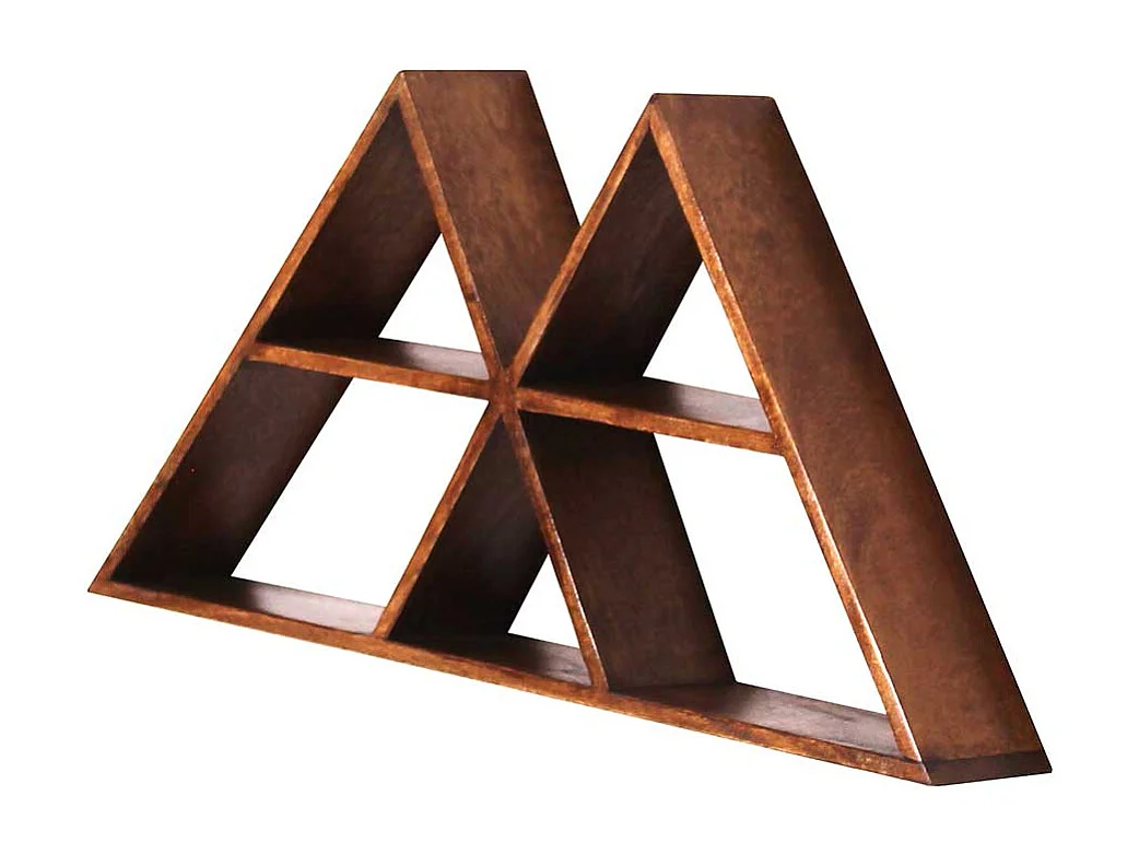 Wandregal aus Mangobaum Massivholz dreieckig