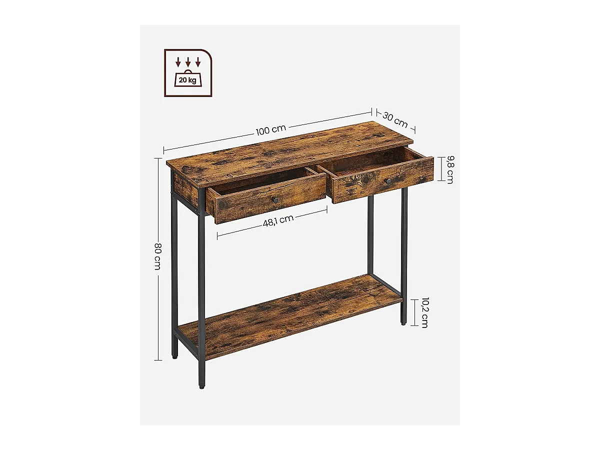 Valora Consoletafel Rustiek Bruin Loft Stijl met Laden