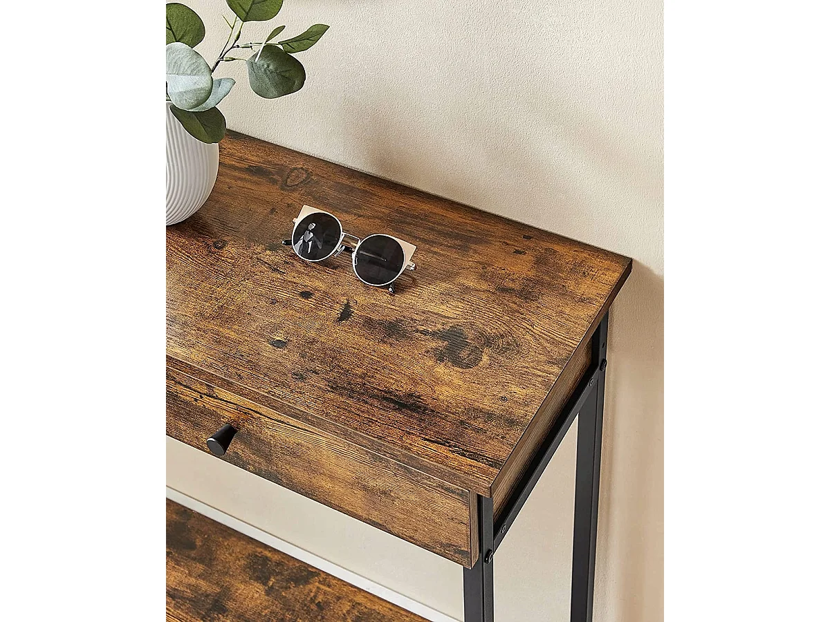 Valora Konsolentisch im rustikalen Braun-Loft-Stil mit Schubladen