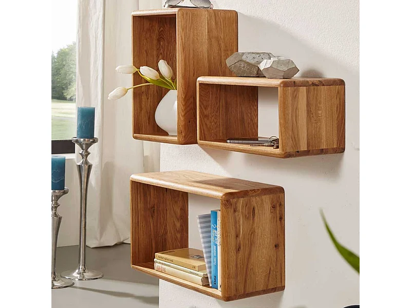 Wandregal Set aus Wildeiche Massivholz kaufen (dreiteilig)