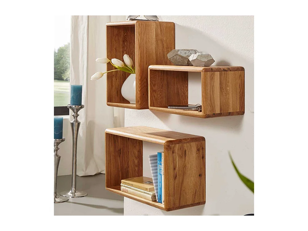 Wandregal Set aus Wildeiche Massivholz kaufen (dreiteilig)