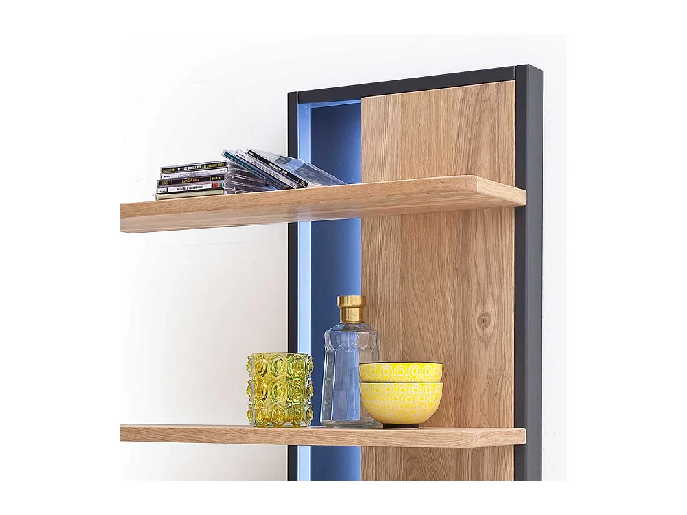 Wohnzimmer Wandregal in Eiche Bianco und Anthrazit 70 cm breit