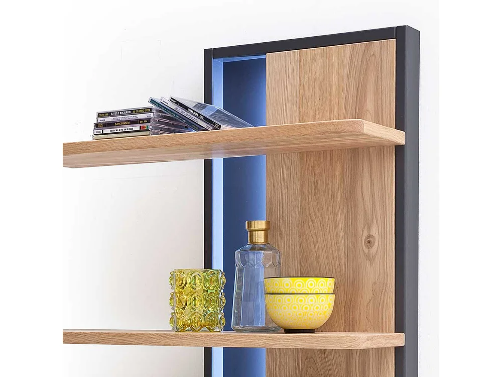 Wohnzimmer Wandregal in Eiche Bianco und Anthrazit 70 cm breit